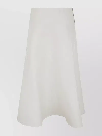 Jil Sander A-line High Waist Asymmetric Midi Skirt In White