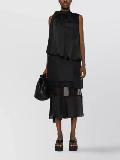 Sacai High Neck Sleeveless Top In Black