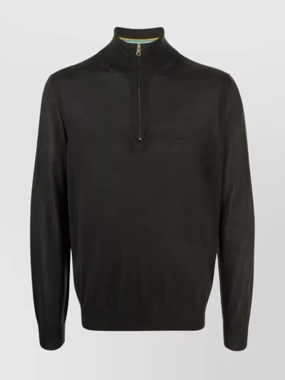 Paul Smith Men's Zip Neck Sweater In Black