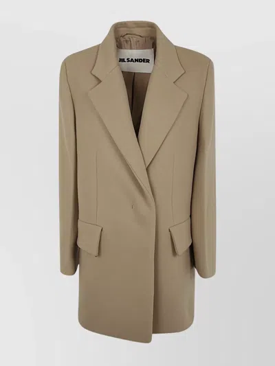 Jil Sander Short Double Breasted Tailor Made Crombie In Neutral