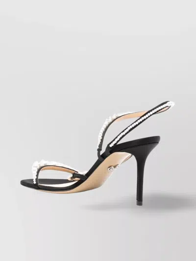 Mach&mach Mach & Mach Women Sirene Satin Round Toe Pearl Sandals In Black