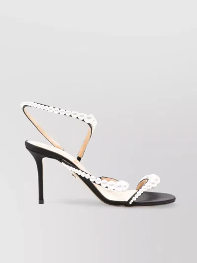Mach&mach Mach & Mach Women Sirene Satin Round Toe Pearl Sandals In Black