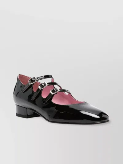 Carel Paris Kina' Black Mary Janes With Straps And Block Heel In Patent Leather