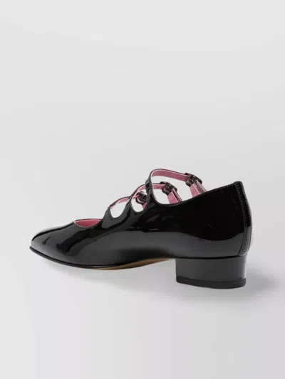 Carel Paris Kina' Black Mary Janes With Straps And Block Heel In Patent Leather
