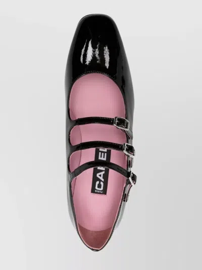 Carel Paris Kina' Black Mary Janes With Straps And Block Heel In Patent Leather