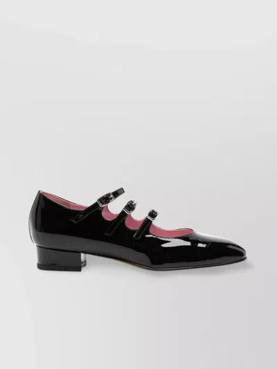 Carel Paris Kina' Black Mary Janes With Straps And Block Heel In Patent Leather