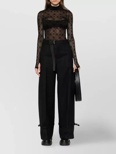 Sacai Pinstripe Trousers Featuring Cargo Pockets In Black