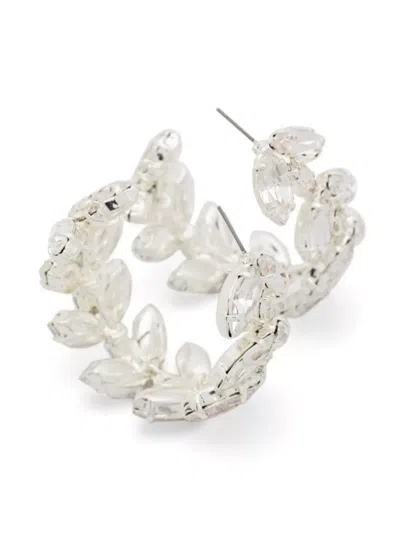 Magda Butrym Crystal Hoop Earrings Leaf Embellishments