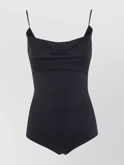 Magda Butrym Draped Lycra One Piece Swimsuit In Black