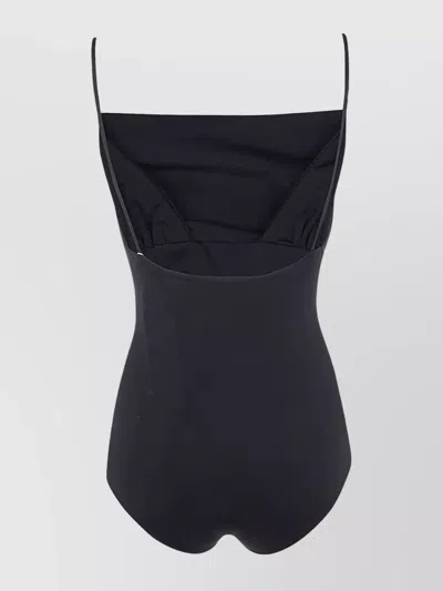 Magda Butrym Draped Lycra One Piece Swimsuit In Black