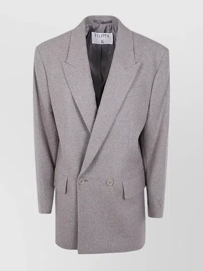 Filippa K Double Breasted Flannel Blazer Clothing In Gray