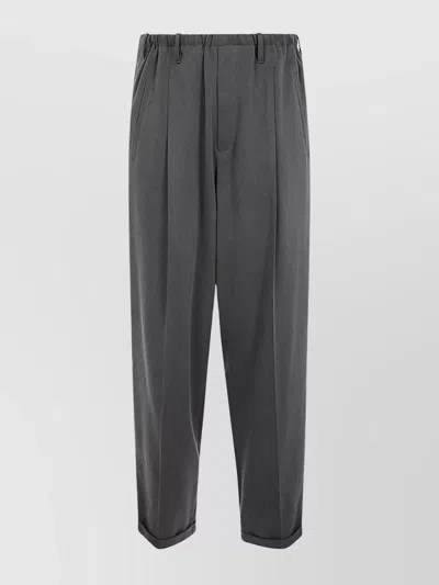 Magliano Pleated Elastic Waist Trousers With Back Pocket In Gray