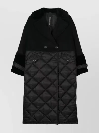 Blancha Wool Fabric, Nylon Fabric And Shearling Coat In Black