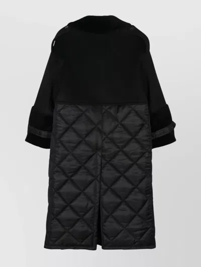 Blancha Wool Fabric, Nylon Fabric And Shearling Coat In Black