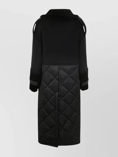 Blancha Wool Fabric, Nylon Fabric And Shearling Coat In Black