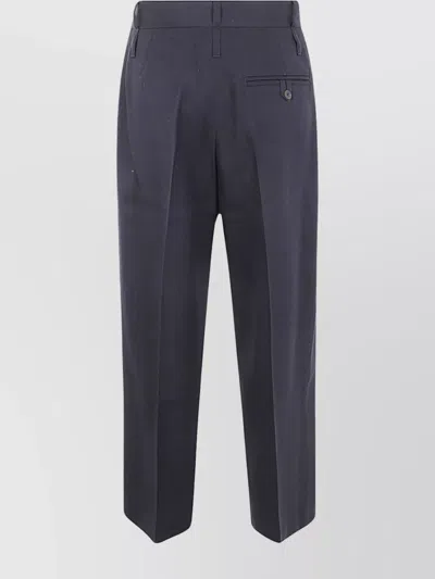 Studio Nicholson Trousers With High Waist And Front Pleats In Blue