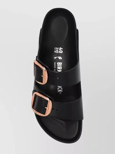 Birkenstock Arizona Big Buckle Slide In Shiny Leather In Black