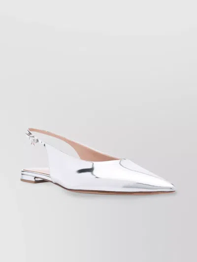 Gianvito Rossi 10mm Metallic Leather Slingback Flats In Silver