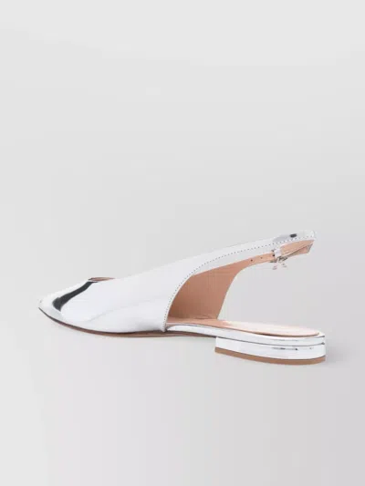 Gianvito Rossi 10mm Metallic Leather Slingback Flats In Silver