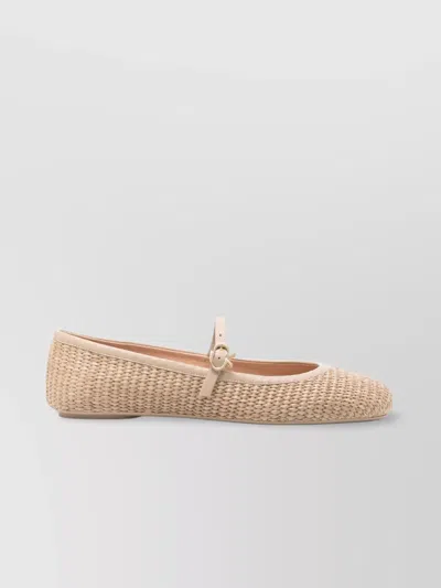 Gianvito Rossi Marbella+nappa Woven Round Toe Ballerina