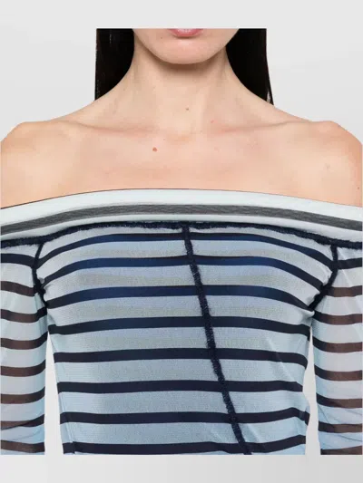 Jean Paul Gaultier Mesh Boat Neck Long Dress With 3d Collar And Cuff In Multi