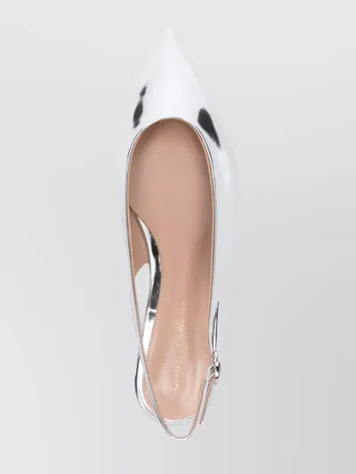 Gianvito Rossi 10mm Metallic Leather Slingback Flats In Silver