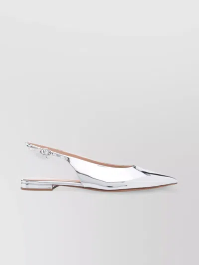 Gianvito Rossi 10mm Metallic Leather Slingback Flats In Silver