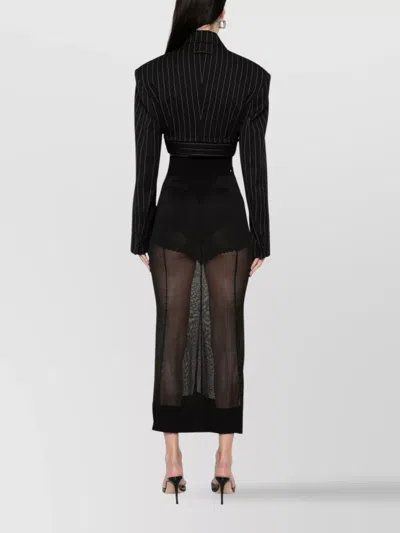 Jean Paul Gaultier Tailored Pinstripe Wool Cropped Jacket In Black