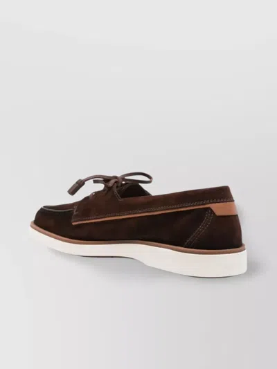 Santoni Detroit Suede Loafer Contrast Sole