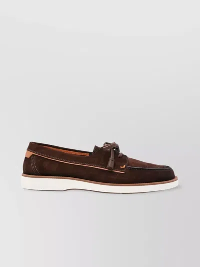 Santoni Detroit Suede Loafer Contrast Sole