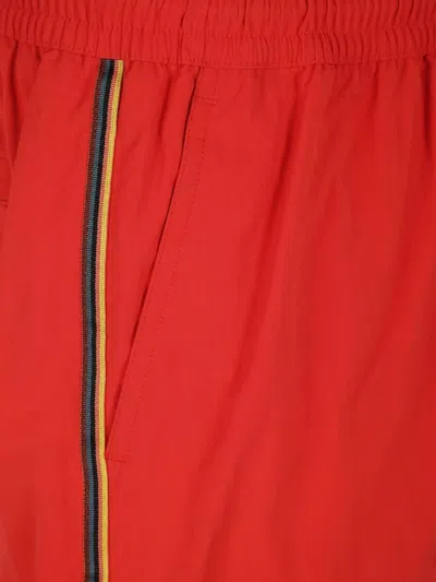 Paul Smith Men's Striped Swim Shorts With Functional Pockets In Red