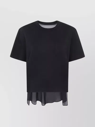 Sacai X Women's Nylon Twill X Cotton Jersey T-shirt In Blue