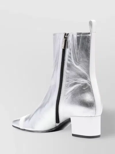 Carel Paris Leather Odeon Ankle Boots 55 In Silver