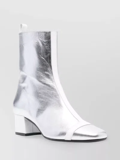 Carel Paris Leather Odeon Ankle Boots 55 In Silver