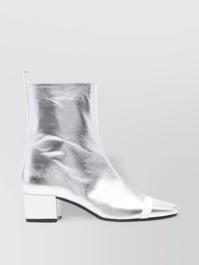 Carel Paris Leather Odeon Ankle Boots 55 In Silver