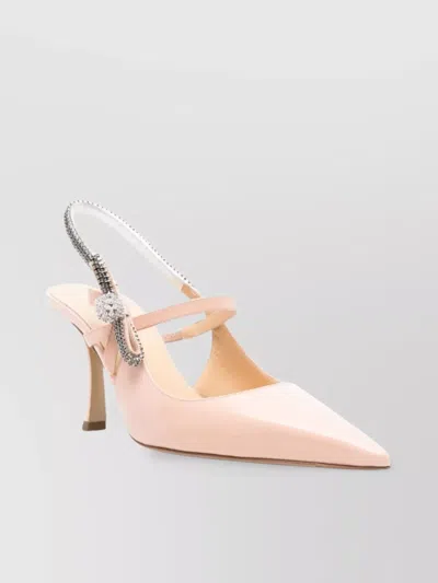 Mach&mach Crystal Cuba Patent Leather Slingback 85mm In Pink