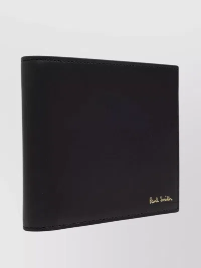Paul Smith Textured Leather Bifold Wallet With Embossed Signature In Black