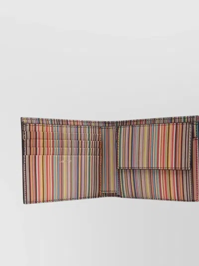 Paul Smith Textured Leather Bifold Wallet With Embossed Signature In Black