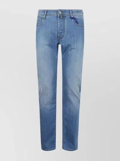 Jacob Cohen Men Pant 5 Pocket Slim Fit Bard Denim Blue Stretch In Blue