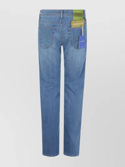 Jacob Cohen Men Pant 5 Pocket Slim Fit Bard Denim Blue Stretch In Blue