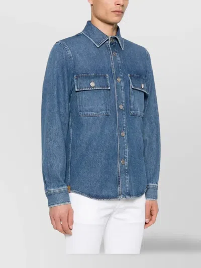 Jacob Cohen Denim Jacket With Chest Pockets And Point Collar In Blue