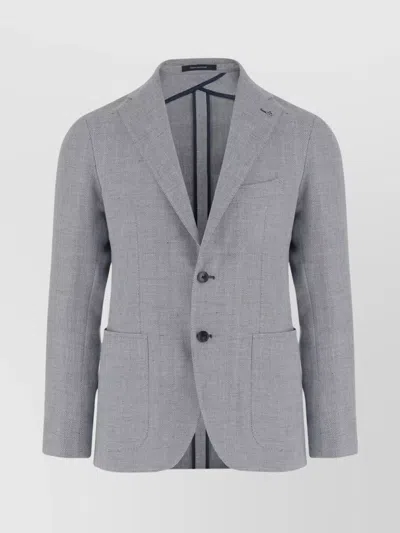 Tagliatore Tailored Jacket With Buttoned Cuffs In Gray