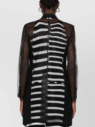 Comme Des Garçons Longline Sheer Sleeves Coat In Black