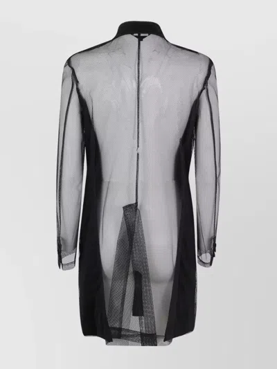 Comme Des Garçons Longline Sheer Sleeves Coat In Black