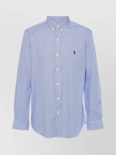Polo Ralph Lauren Slim Fit Striped Shirt With Button-down Collar In Blue