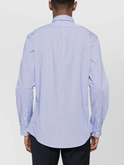 Polo Ralph Lauren Slim Fit Striped Shirt With Button-down Collar In Blue