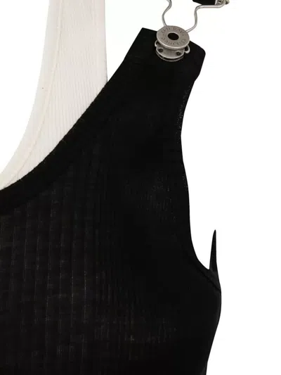 Jean Paul Gaultier Cotton Ribbed Twisted Double Layer Sleeveless Dress In Black