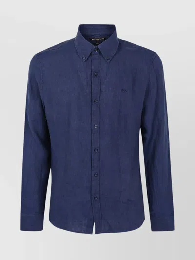 Michael Kors Linen Shirt Long Sleeves In Blue