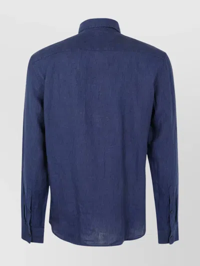 Michael Kors Linen Shirt Long Sleeves In Blue