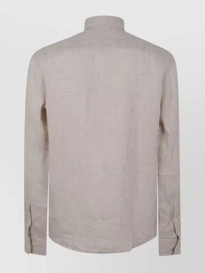 Michael Kors Linen Shirt Long Sleeves In Neutral